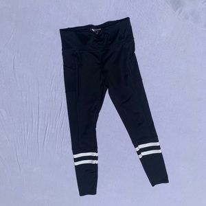 Forever 21 black athletic pants with white stripes